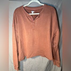 Aerie Cropped Henley Sweater